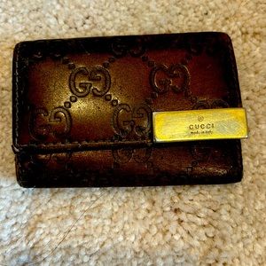 Gucci Dark brown Leather 6 Key Case